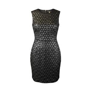 Karl Lagerfeld Paris Geometric Sheath Dress Sleeveless Black Size 14